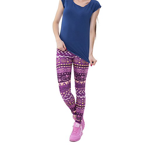 

Women's Sports / Yoga Sporty / Basic Legging - Print / Plaid, Print Mid Waist Purple One-Size