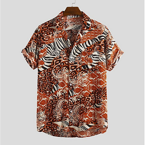 

Men's Geometric Shirt Sports Red / Green / Brown / Short Sleeve