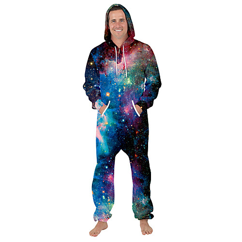 

Adults' Kigurumi Pajamas Galaxy Onesie Pajamas Flannel Fabric Green / Ink Blue / Blue Cosplay For Men and Women Animal Sleepwear Cartoon Festival / Holiday Costumes