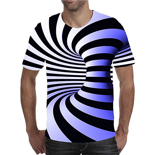 

Men's Plus Size Geometric 3D Print T-shirt Street chic Exaggerated Holiday Going out Round Neck Purple / Yellow / Red / Green / Blue / Light Green / Rainbow / Short Sleeve