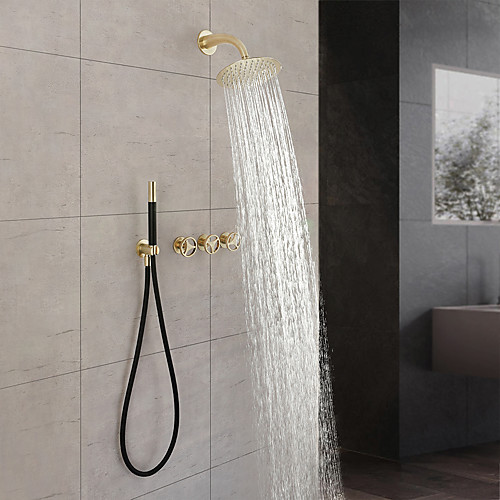 

Shower Faucet Set - Rain Shower Contemporary Wall Installation Brass Valve Bath Shower Mixer Taps