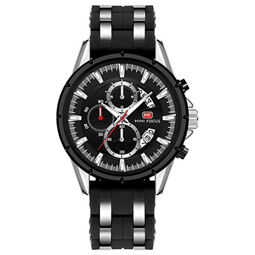 

MINI FOCUS Men's Sport Watch Quartz Stylish Silicone Black / Blue 30 m Water Resistant / Waterproof Calendar / date / day Noctilucent Analog Fashion - Black / Silver BlackGloden Blue One Year