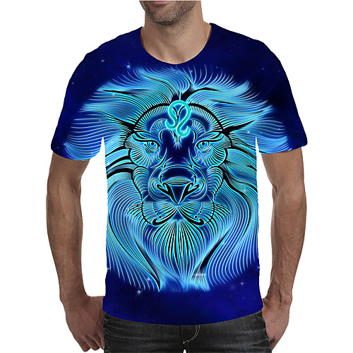 

Men's Daily Going out Street chic / Exaggerated T-shirt - Geometric / 3D / Graphic Pleated / Print Rainbow