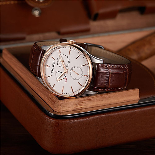 

Men's Dress Watch Japanese Quartz Genuine Leather 30 m Water Resistant / Waterproof Calendar / date / day Day Date Analog Casual Fashion - BlackGloden Brown Black / White One Year Battery Life