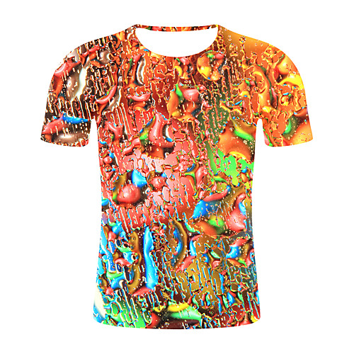 

Men's Daily Weekend Street chic / Exaggerated T-shirt - Color Block / 3D Rainbow