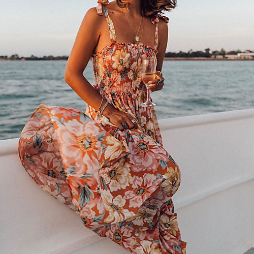 

Women's Blushing Pink Dress Boho Spring & Summer Beach Sheath Print Backless S M