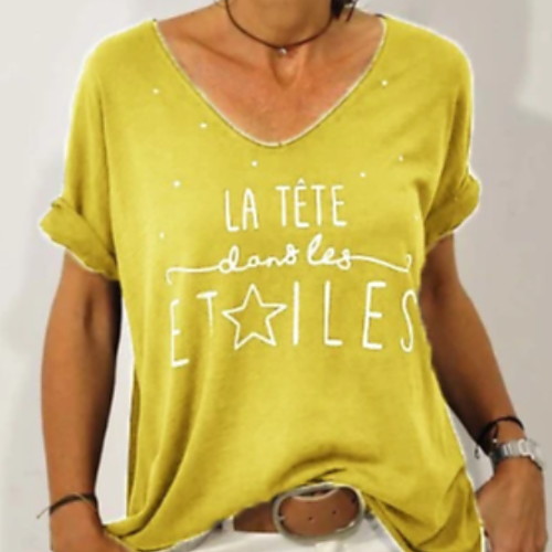 

Women's Daily T-shirt - Geometric Print Yellow