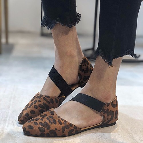 

Women's Sandals Flat Heel Pointed Toe PU Spring & Fall / Summer Leopard / White / Black