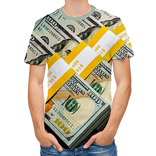 

Men's Plus Size 3D Print T-shirt Basic Daily Round Neck Light Green / Short Sleeve