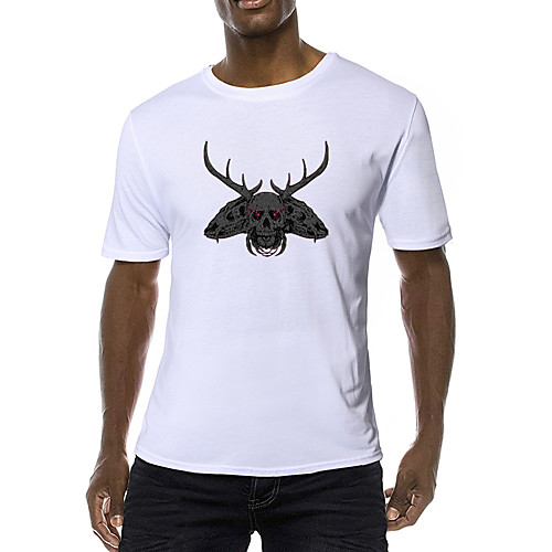 

Men's Daily Sports Business / Basic T-shirt - Solid Colored / Skull Black & White, Print Yellow