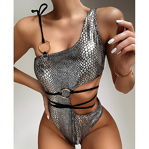 

Women's Blushing Pink Gold Silver Bikini Swimwear Swimsuit - Solid Colored S M L Blushing Pink