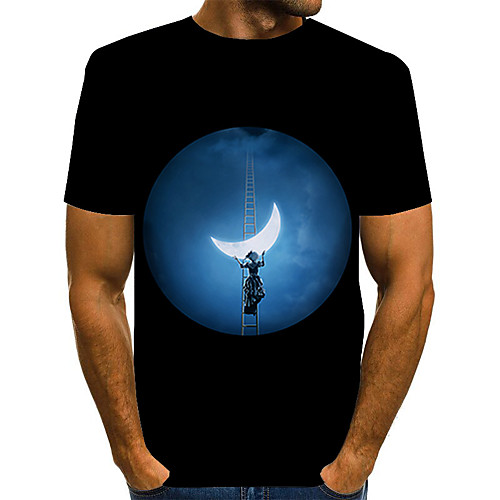 

Men's Daily Holiday Street chic / Exaggerated T-shirt - Color Block / 3D / Abstract Print Black