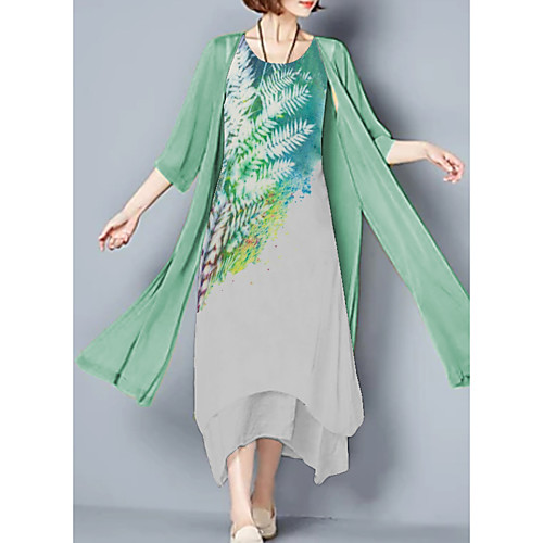 

Women's Floral Green Dress Casual Summer Shift Floral M L