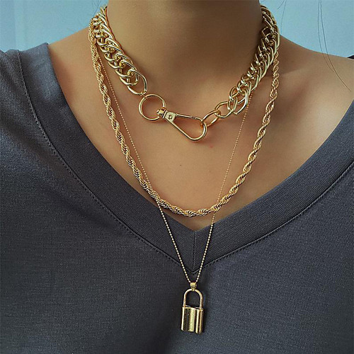 

Women's Pendant Necklace Necklace Retro Vintage Punk Trendy Rock Chrome Gold 62 cm Necklace Jewelry 2pcs For Party Evening Masquerade Street Birthday Party Festival