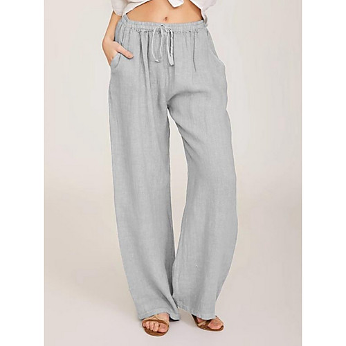 

Women's Basic Chinos Pants - Solid Colored Blue Black Gray S M L