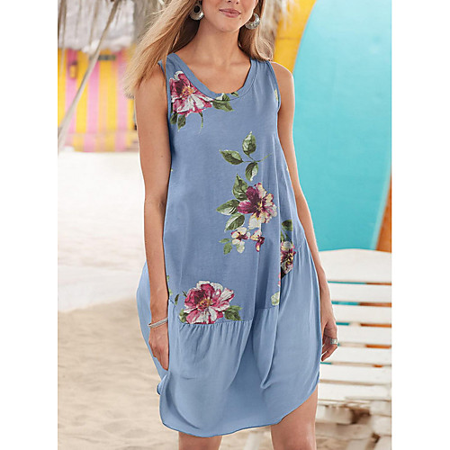 

Women's Red Green Dress Elegant Shift Print S M