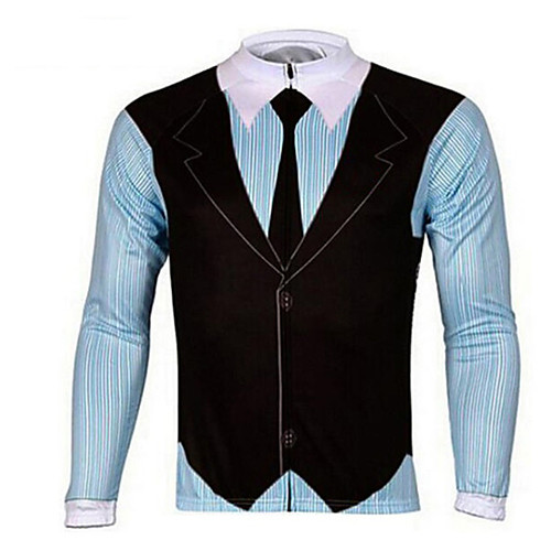 

21Grams Men's Long Sleeve Cycling Jersey 100% Polyester Black / Blue Stripes Bike Jersey Top Mountain Bike MTB Road Bike Cycling UV Resistant Breathable Quick Dry Sports Clothing Apparel / Stretchy