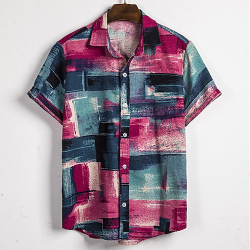 

Men's Geometric Shirt Sports Purple / Short Sleeve