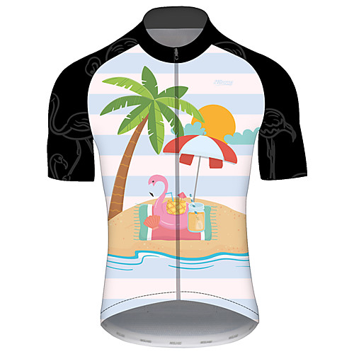 

21Grams Men's Short Sleeve Cycling Jersey BlueYellow Flamingo Animal Floral Botanical Bike Jersey Top Mountain Bike MTB Road Bike Cycling UV Resistant Breathable Quick Dry Sports Clothing Apparel