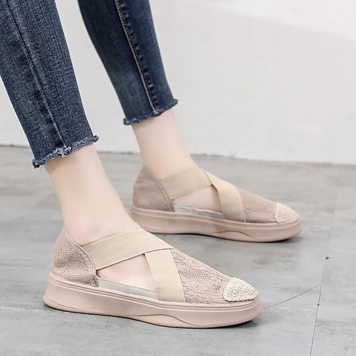 

Women's Loafers & Slip-Ons Creepers Closed Toe PU Summer Almond / White / Black