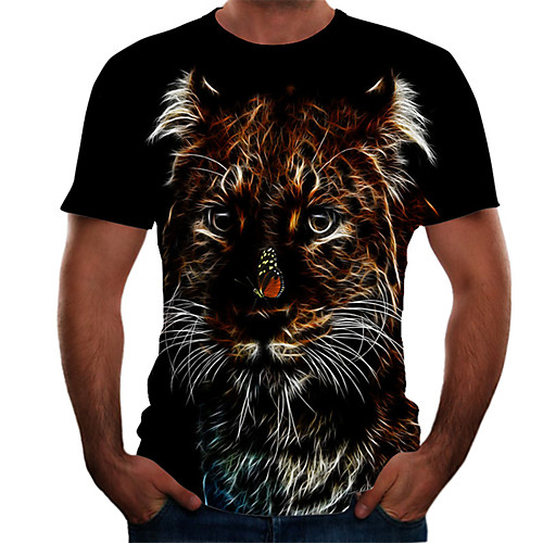 

Men's Daily Basic T-shirt - Color Block / 3D Print Black