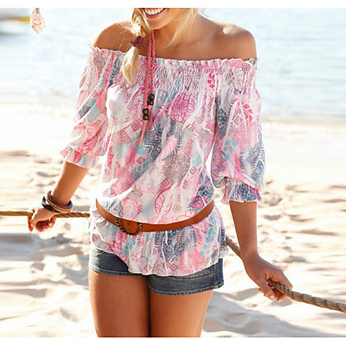 

Women's Daily Blouse - Geometric Blushing Pink