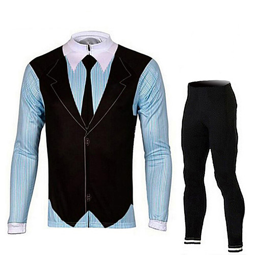 

21Grams Men's Long Sleeve Cycling Jersey with Tights Winter Black / Blue Stripes Bike Clothing Suit Thermal / Warm UV Resistant Breathable 3D Pad Quick Dry Sports Solid Color Mountain Bike MTB Road