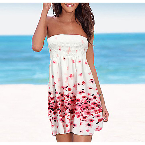 

Women's Purple Blushing Pink Dress Sexy Street chic Daily Going out Sheath Skater Floral Print Backless Print S M