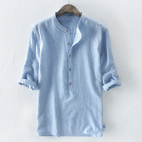 

Men's 3D Solid Colored Shirt Sports Standing Collar Light gray / Beige / Gray / Light Blue / Long Sleeve