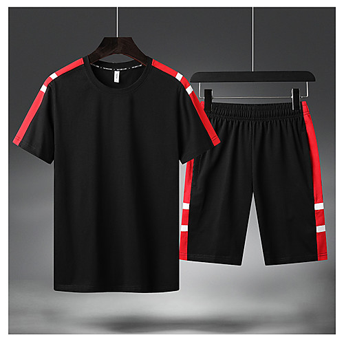 

Men's Daily Sports Set - Color Block / Solid Colored Red