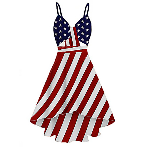 

Women's Red Dress A Line Flag M L