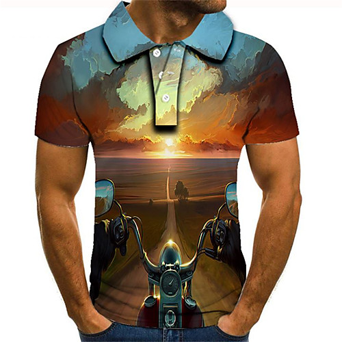 

Men's Daily Going out Street chic / Exaggerated Polo - Color Block / 3D / Graphic Rainbow