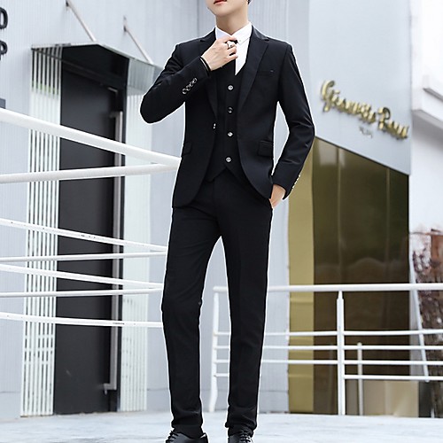 

Men's Suits Notch Lapel Polyester Wine / Black / Navy Blue