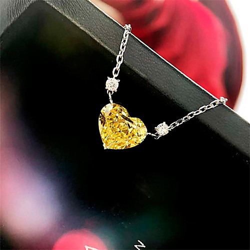 

4 carat Necklace Silver For Women's Heart cut Ladies Luxury Elegant Bridal Wedding Party Evening Formal High Quality Charm