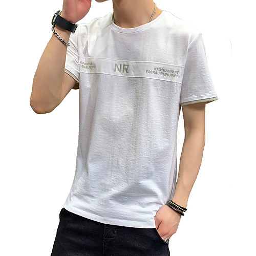 

Men's Daily T-shirt - Geometric / Color Block / Solid Colored Blushing Pink
