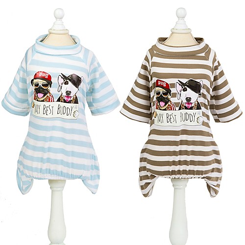

Dog Jumpsuit Pajamas Dog Clothes Blue Coffee Costume Husky Labrador Alaskan Malamute Cotton Stripes Casual / Daily S M L XL XXL