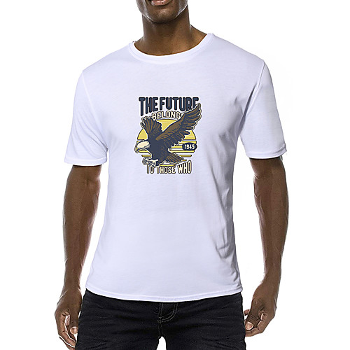 

Men's Daily Sports Business / Basic T-shirt - Rainbow / Animal Black & White, Print Yellow