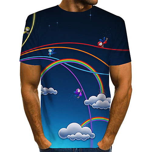 

Men's Daily Going out Basic / Street chic T-shirt - 3D / Graphic Print Navy Blue