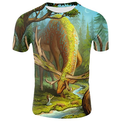 

Men's Daily Going out Basic / Street chic T-shirt - Geometric Print Blue