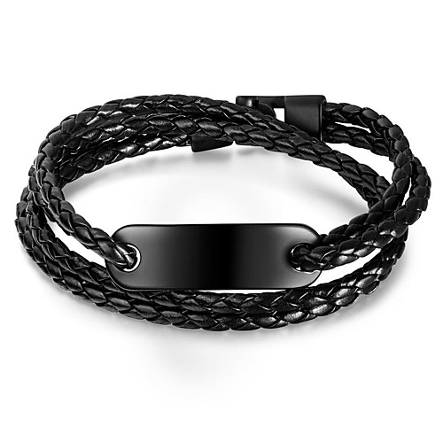 

Men's Bracelet Bangles Wrap Bracelet Leather Bracelet Braided Weave Stylish Simple Punk European Rock Leather Bracelet Jewelry Black For Anniversary Sport Formal Date Festival / Hologram Bracelet