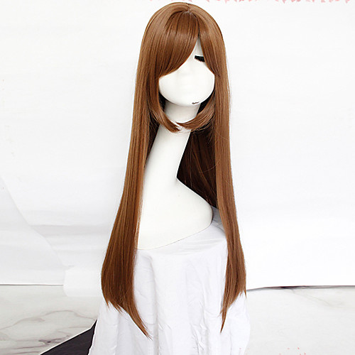 

Domestic Girlfriend Tachibana Hina Cosplay Wigs Women's Side bangs 28 inch Heat Resistant Fiber kinky Straight Brown Brown Anime