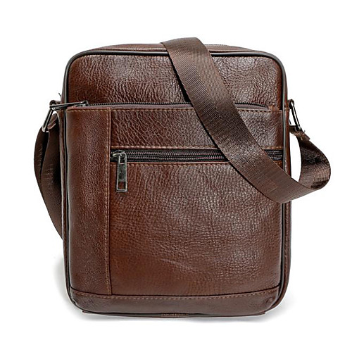 

Men's Zipper Genuine Leather Shoulder Messenger Bag Black / Brown