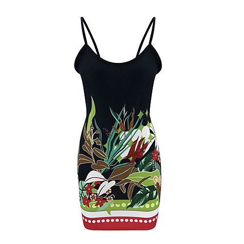 

Women's Bodycon Dress - Sleeveless Geometric Strap Daily Black S M L XL