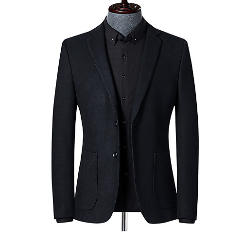 

Men's Blazer Notch Lapel Polyester Khaki / Blue / Black