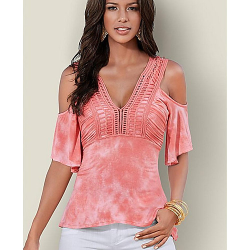 

Women's Daily Blouse - Solid Colored Blushing Pink