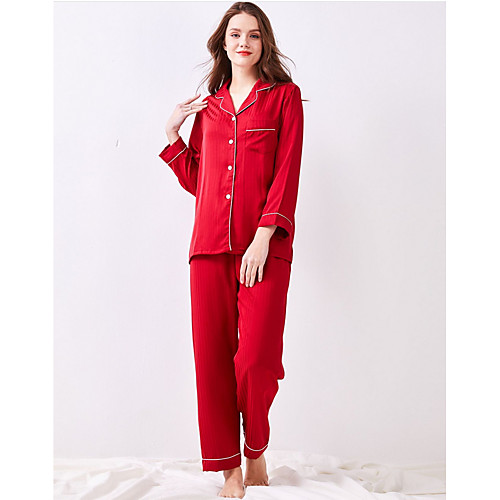 

Women's Shirt Collar Suits Pajamas Solid Colored