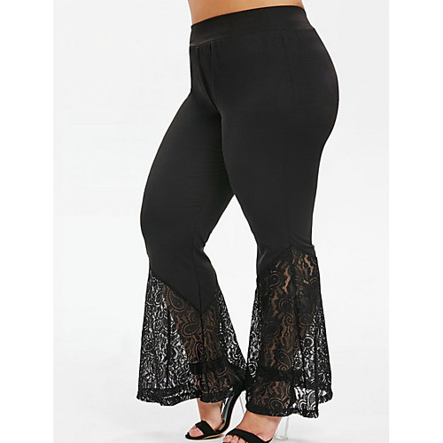 

Women's Basic Wide Leg Pants - Solid Colored Black M L XL