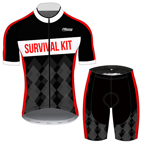 

21Grams Men's Short Sleeve Cycling Jersey with Shorts Black / Red Plaid / Checkered Novelty Bike Clothing Suit UV Resistant Breathable Quick Dry Sweat-wicking Sports Plaid / Checkered Mountain Bike