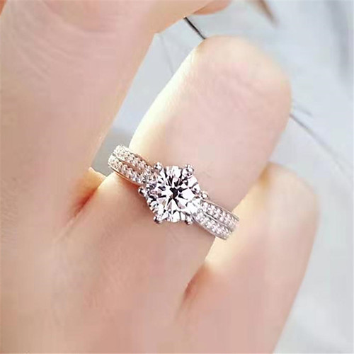 

4 carat Synthetic Diamond Ring Silver For Women's Redian cut Ladies Stylish Luxury Elegant Wedding Party Evening Formal High Quality Classic