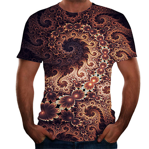

Men's Daily Basic T-shirt - Color Block / 3D Print Light Brown